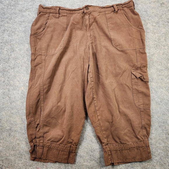 Fashion Bug Pants - Fashion Bug Cropped Pants Capri Womens 18W Brown Baggy Wide Leg Gorpcore Hip Hop